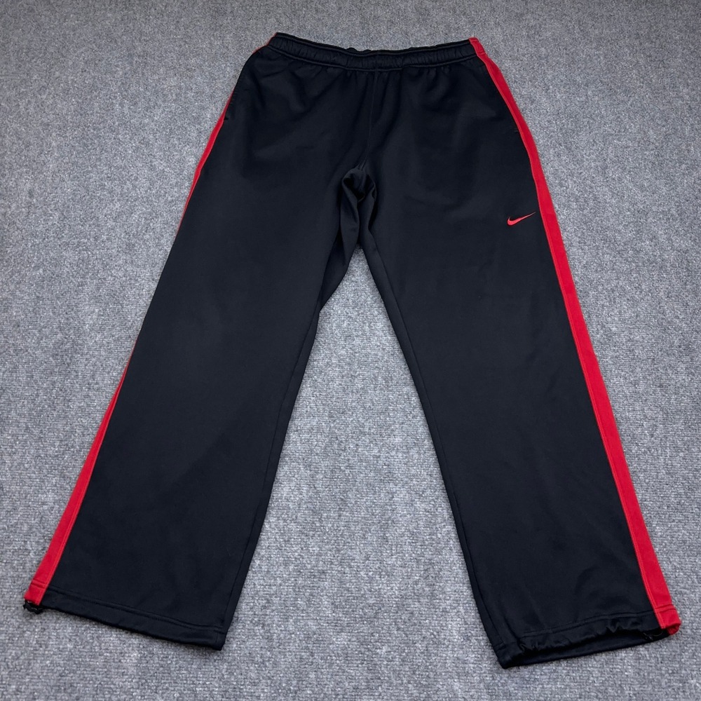 Nike KO Therma-FIT Training Pants Men's XL Relaxed Black Red Fleece 379431